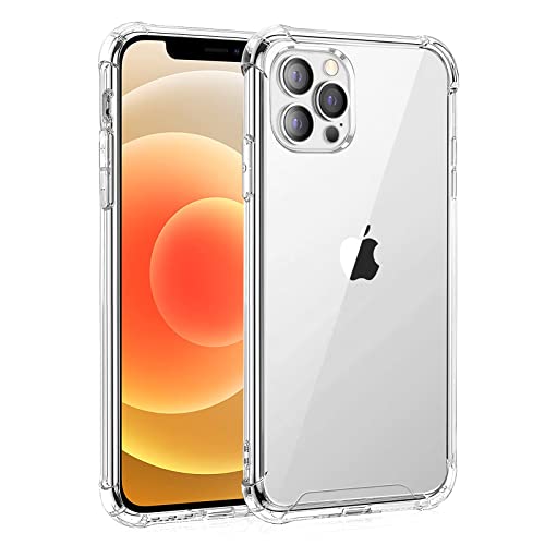 Whioltl Funda para iPhone 12 Pro MAX, Carcasa Protectora Antigolpes Transparente con Cojín Esquina Parachoques, Suave TPU Silicona Caso Delgada Anti-Choques Phone Case Cover Silicona Coque