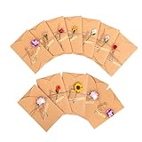 CIYODO 12 Handgefertigte Blumengrußkarten mit Umschlägen aus Kraftpapier Kleine Festtags Segenskarten mit Kunstblume und „Speziell für Dich“ Etikett Grußkarten Satz für Weihnachten