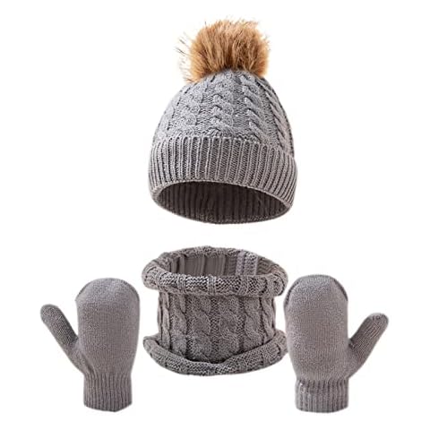 Hat Gloves Scarf Set Boys Winter Kids Hat Scarf Glove Set Knit Fleece Lined Neck Warmer Mittens for Toddler Boys Girls Scarf Hat Gloves Set Women Fleece Cover