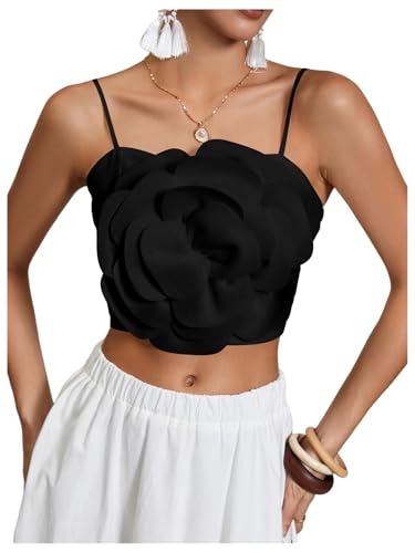 OYOANGLE Women's 3D Floral Cami Crop Tops Sleeveless Backless Summer Going Out Tops Vacation Party Outfits2