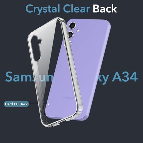 Image of DIZORO Compatible with Samsung Galaxy A34 5G Back Cover Case Clear,[ Anti Yellow ][Military Grade Protection] Hard PC Back Cover Transparent