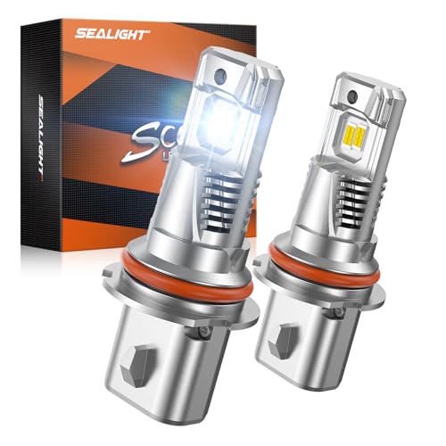 Image of SEALIGHT 9004 LED Bulbs, 1:1 Real Size, 46000LM 9004 /HB1 Fog Lights, Super Bright 6500K Cool White with Fan, Pack of 2