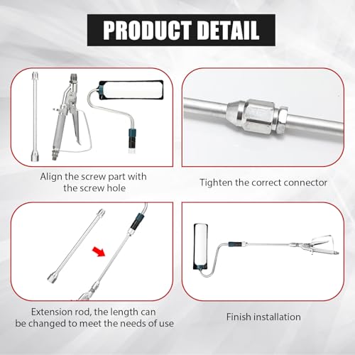 Threlaco 7 Pcs Airless Paint Sprayer Roller Inner Feed Set for High Pressure Airless Spray Gun with Wall Brush Self Priming Paint Roller 11.8\" 19.7\" 29.5\" Extension Pole - Thumbnail 6