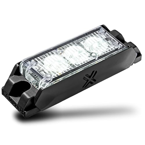 Image of LAMPHUS NanoFlare 3.5 inch 3W Clear White LED Surface Mount Police Grill Strobe Warning Light [SAE Class 1] 12V Rectangle Grille Flashing Emergency Fire Light for UVT ATV Van SUV Motorcycle Bike