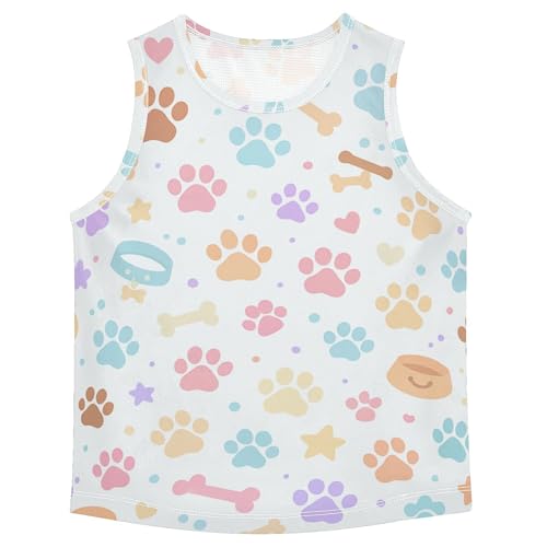 JUNZAN Dog Paws Children Athletic Tank Tops Sleeveless Teens Vest Kids Sweatshirt for Fitness Travel Swim Swimming 3T