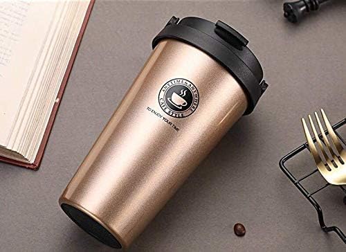 Image of STARFLYER 500ml Tumbler with Handle, Lid, Stainless Steel Vacuum Insulated Water Bottle Adventure Travel Mug Quencher for Iced Coffee, Hot and Cold Tea, Beverage- (Golden Handle)
