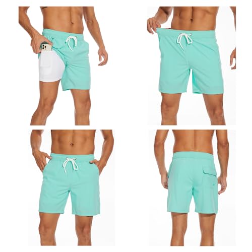 Mens Swim Trunks with Compression Liner, Quick Dry Bathing Suits for Men, Swimmming Beach Shorts2