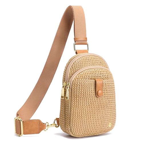 RFID Straw Summer Purses for Women 2025 Woven Sling Bag Fanny Packs Cross body for Everyday Beach Travel Vacation Essentials