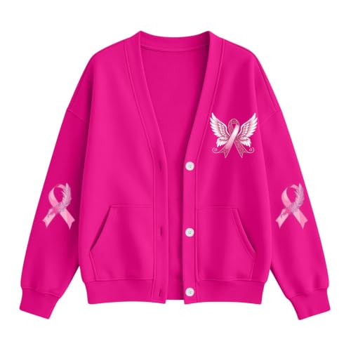 Breast Cancer Sweatshirt Cardigan for Women Long Sleeve Oversized Coat - image 4