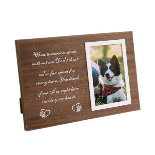 Wooden Photo Frame Pet Memorial Picture Frames Pet Memorial Gifts for Loss of Pet Cat Dog Paw Prints 6x4 Photo Frames for Pet Lovers