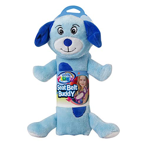 Image of Cloudz Kids Super Soft N' Cuddly Seat Belt Buddy XL Travel Pillow. Keep Your Kids Comfy and Supported at Home or On The Go! - Blue Dog