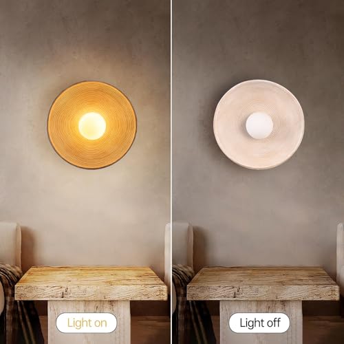 Image of 2 Pack Retro Japanese Wall Sconce, Wabi-Sabi Style Resin Wall Lamps G4 Warm Light Home Decor Wall Lights Bedside Art Wall Light Fixtures for Bedroom, Living Room, Dining Room