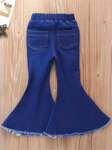 Temu Toddler girl's Blue FLARE LEG RIPPED DENIM JEANS w/Elastic waistband 3-4Y2