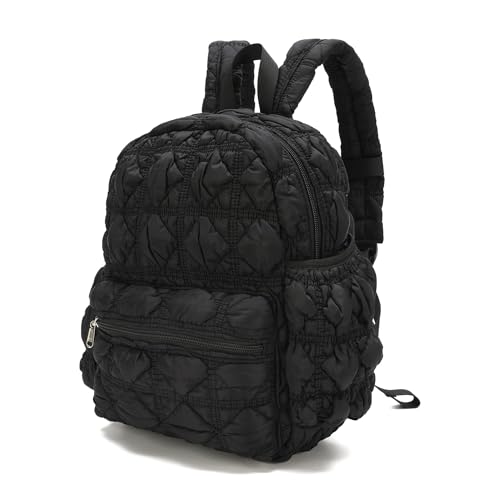 Cute Puffer Quilted Kids Backpack Puffy Bubble Toddler for Boys Girls Lightweight Preschool Bag(Black)