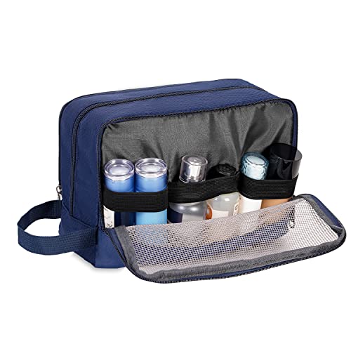 Image of WANDF Travel Toiletry Bag for Men, Small Dopp Kit for Toiletries | Water-Resistant Fabric, Travel Bag for Toiletries, Compact Storage, Shaving Accessories, Weekend Trips
