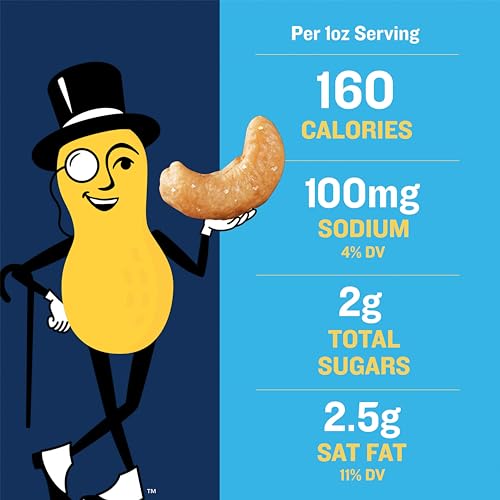 PLANTERS Salted Cashew Halves & Pieces, Party Snacks, Plant-Based Protein, Quick Snack for Adults, After School Snack, Roasted Cashews, Flavored with Sea Salt, Bulk Nuts, Kosher, 26oz Canister