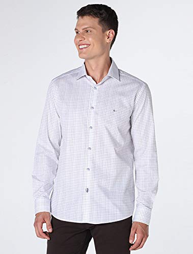 Camisa Slim Xadrez, Aramis, Masculino, Branco, GG