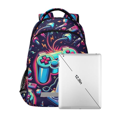 Bright Video Game Joystick Backpack for Boys Girls Elementary School Bag Kids Bookbag Travel Rucksack4