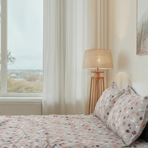 Image of Cortina Cloud Cotton King Size Bedsheet with 2 Pillow Covers | Super Soft, Breathable & Skin-Friendly Bedsheet for Double Bed King Size with Flower Print Design | (Grey,270x250 cm)