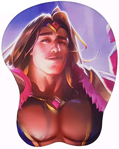 Gaming Mousepad Well-Built Man Mouse Pad 3D Anime Wrist Rest Desk Mat Soft Mouse Mat Silicon Gel Desk Pad Anti-Slip Office Mat with Wrist Support (Yellow)