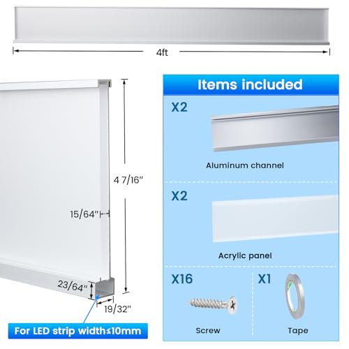 Muzata 2Pack 4FT/1.2M Iluminación LED para Zócalos miniatura 2