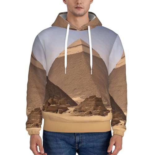 nanger Pyramids Of Egypt Print Men'S Casual Hooded Sweatshirt, Thin Fleece Long Sleeve Hoodie Pullover With Pocket2
