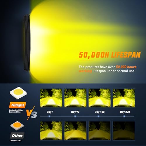 Image of Nilight 33 Inch LED Light Bar 256 LED Chips Yellow Beam Curved Triple Row Fog Light Spot Flood Combo High Power LED Driving Lights Off Road Lights for Trucks SUV UTV ATV Truck Van 4x4 Boat