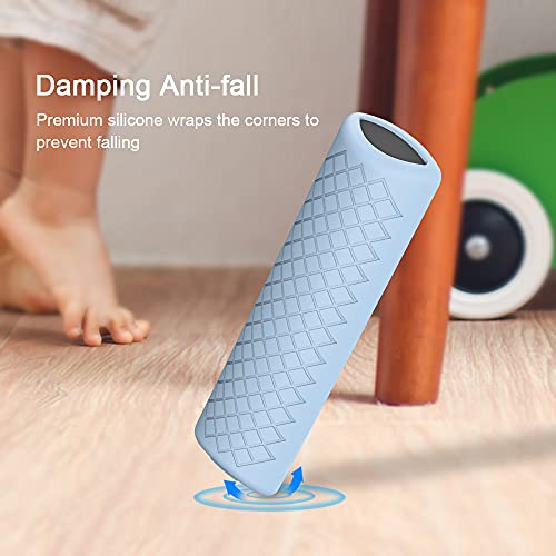 Image of Silicone Case Compatible with Fire TV Stick 3rd Gen 2021 Remote Full Wrap with Lanyard, Compatible with Amazon fire Stick Remote Cover (Only Silicon Cover Included - Sky Blue Style 2