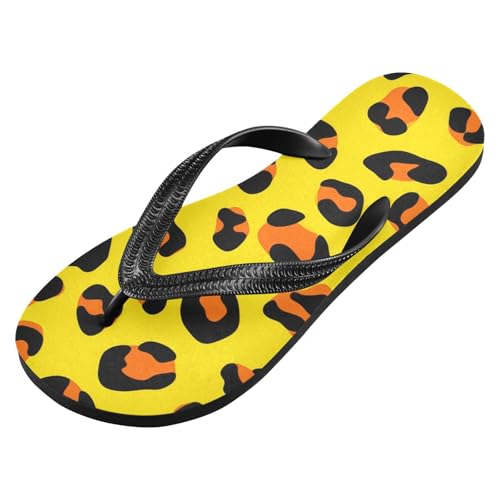 Women Beach Summer Casual Flip Flop Leopard YellowQuick Dry Sandals Slipper for Men A2301228