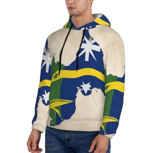 Solomon Islands Flag Map02 Men'S Casual Sweatshirt Hoodie, Long Sleeve Hooded Pullover With Pocket And Drawstring3