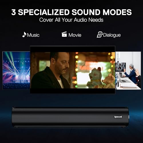 Redragon GS821 Computer Soundbar - Hi-Fi Stereo PC Lautsprecher mit BT 5.3, Optischer/HDMI ARC/AUX/USB Anschluss, 3 EQ Modi, Inklusive Fernbedienung, Gaming Lautsprecher für PC, Laptop und Tablet – Bild 5