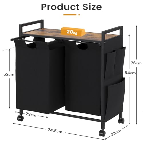 KIMENICH cesto portabiancheria 2 scomparti, Cesto