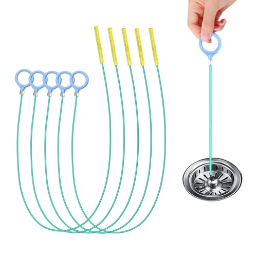 5 Piezas Desatascador Tuberías 130 Cm, Cable Desatascador Fregadero Y Ducha, Desatascador Tuberias Profesional, Alambre Desatascador Tuberias Flexible, Reutilizable, Verde