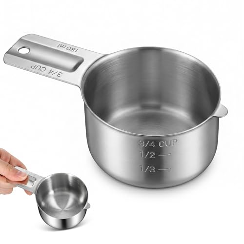 Vaso medidor 3/4 taza acero inoxidable 180 ml miniatura 1