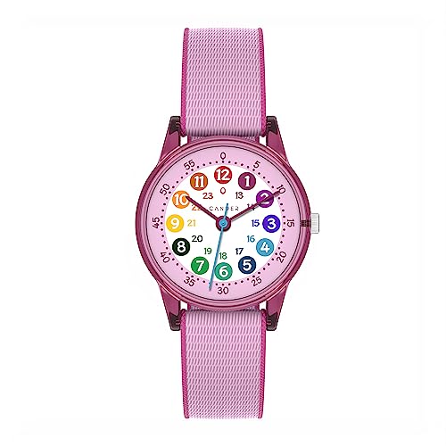 Cander Berlin MNA 0130 D Kinderarmbanduhr Klettverschluss Armbanduhr Mädchen 3 ATM wasserdicht Lernuhr analog pink