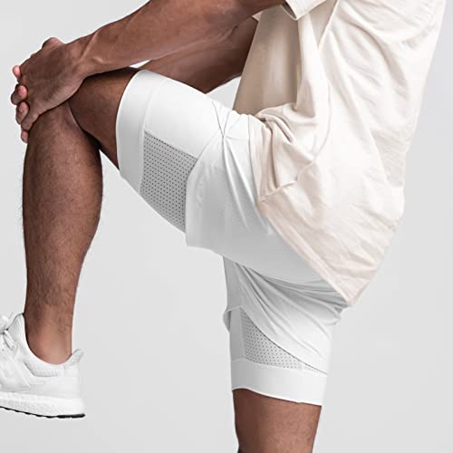 Image of DIOTSR Mens 2 in 1 Running Workout Shorts for Men Lightweight Training Shorts Quick Dry Gym Shorts with Phone Pocket