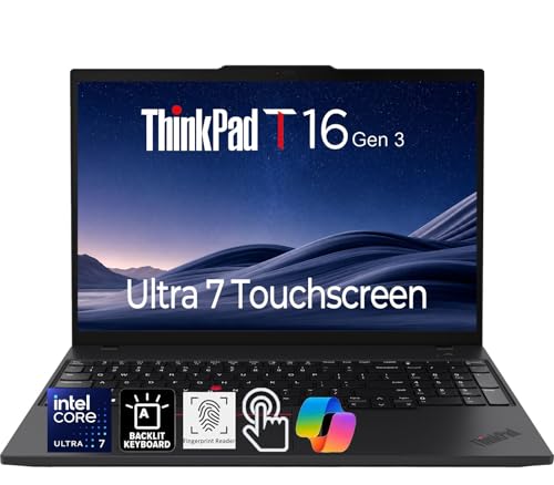 Lenovo ThinkPad T16 Gen 3 Business AI Laptop 16 WUXGA Touchscreen Intel Core Ultra 7 165U vPro 32GB DDR5 RAM 1TB SSD Thunderbolt 4 Fingerprint Wi-Fi 6E Black Windows 11 Pro