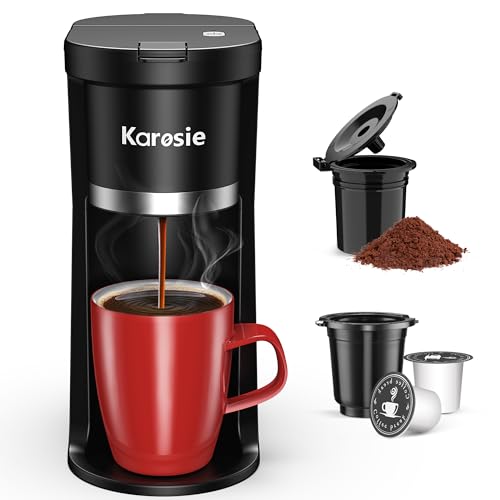Karosie Slim Single Serve Coffee Maker, Fast Brew for K-Cup & Ground Coffee Small One Cup Coffee...