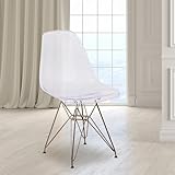 Wowcare 2 Pack Eames Chair Eiffel Tower Silver Base Ghost Chair Side Dinning Chair Transparent