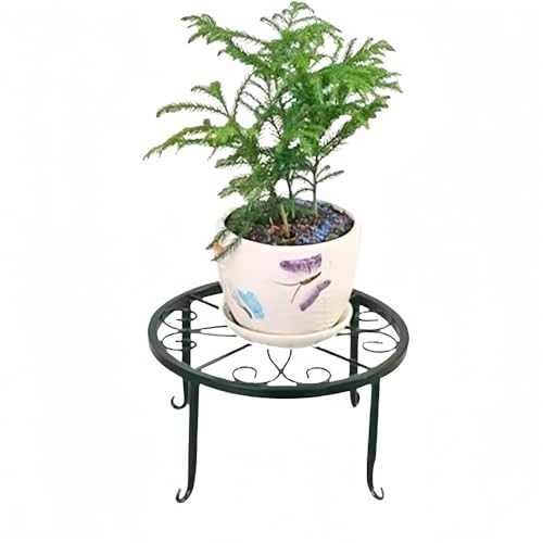 Image of ZYMY 9 inch Metal Potted Plant Stand Rust-Proof Wrought Iron Flower Pot Holder Iron Short Flower Pot Bracket Tripod Floor Dish Decorative Flower Pot Pot Holder (Black)