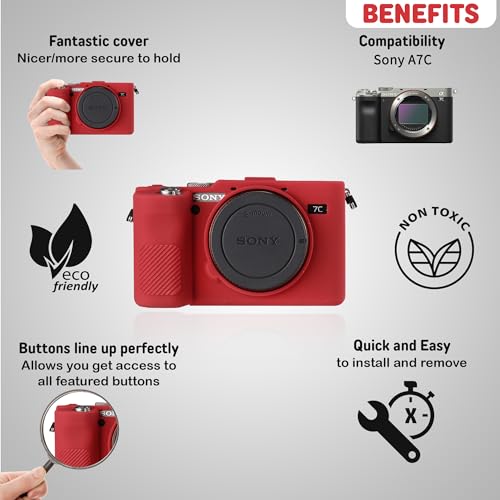 Funda protectora para cámara Sony A7C en silicona roja miniatura 3
