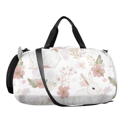 Duffle Bag for Boys or Girls with Shoes Compartment, Rabbit Soft Pattern Sports Travel Bag Overnight2