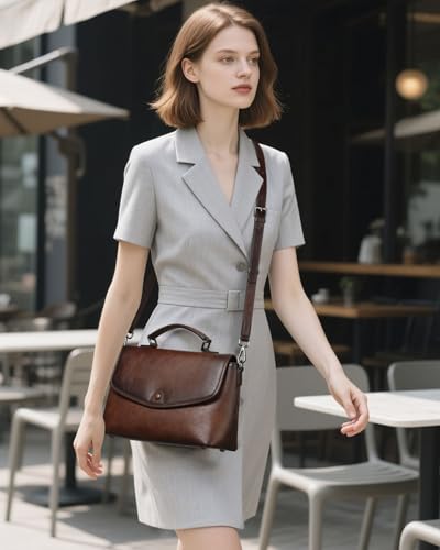 COOLCY Genuine Leather Crossbody Purses Bags for Women Top Handle Satchel Handbags Flap Shoulder Bag3