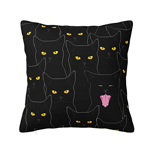 Katze süß Kissenbezug Schwarz Quadratischer Kissenbezug Standard-Kissenbezug Für Heimdekoration, Sofa, Schlafzimmer, Wohnzimmer, 45,7 X 45,7 cm Cover