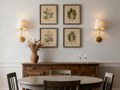 Image of Phansthy Industrial Hardwired Wall Sconce Vintage Farmhouse Wall Light, Boho Brass Finished Wall Lamps with Natural Rattan Woven Lampshade for Bedroom, Living Room (Antique Gold, One-Light 2 Pack)