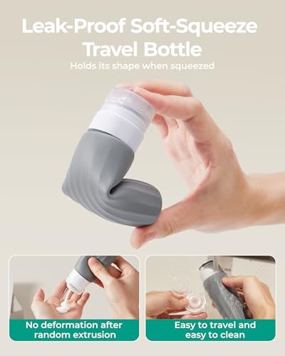 Image of BAGSMART 18 Pack TSA Approved Travel Bottles for Toiletries, Leak Proof Silicone Travel Size Containers Bottles for Shampoo, Earth Tone