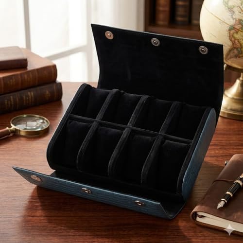 Image of essart Luxury Watch Storage Case - Premium Leather Organizer Box for Exclusive Timepieces, Elegant Display & Protection for Collectors (WR-1018-Croco-Green)