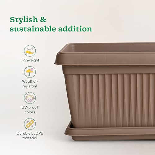 Image of UGAOO Bellow Rectangle Window Planter - Set of 5 | Multicolour | Long & Deep Planters for Balcony Railings, Windowsills & Gardens | Lightweight, Durable & Recyclable | Matte Finish