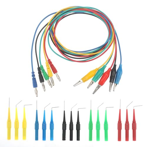 Image of DIANN 20pcs Back Probe Test Kits 5pcs 4MM Banana Plug to Alligator Clip Test Leads and 15pcs Back Probe Pins 5 Colors for Vehicle Automotive Car Circuit Electrical Diagnostic Testing