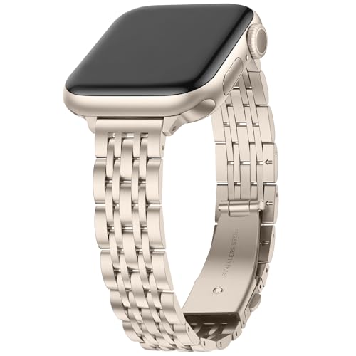 Ya en manzanajugosa.com: Anlinser Correas Compatible con Correa Apple Watch 49/46/45/44/42/41/40/38mm, Pulseras de Metal Delgadas para iWatch Serie 11 10 9 8 7 6-1 SE (42/41/40/38mm, Estrella)